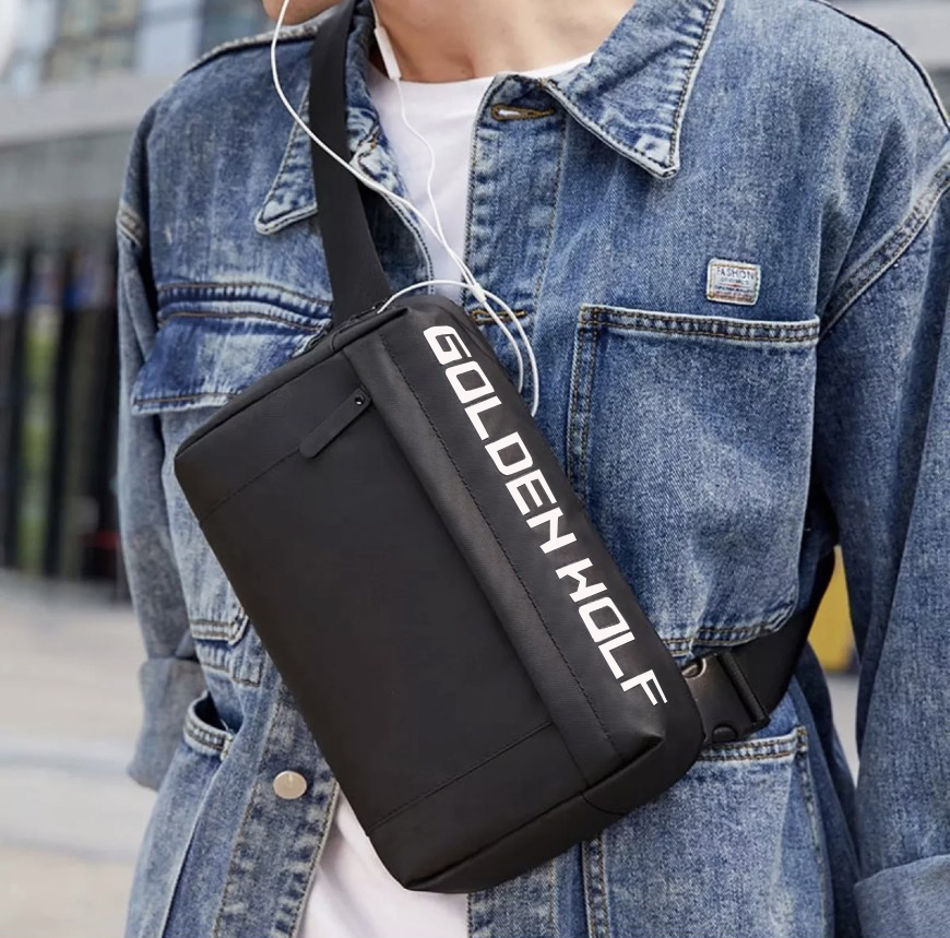 TTúi Đeo Vai Thời Trang GOLDEN WOLF (Đen) M2