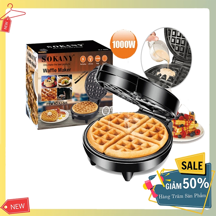 Máy làm bánh kẹp tàn ong, waffle SOKANY cao cấp có chỉnh nhiệt độ