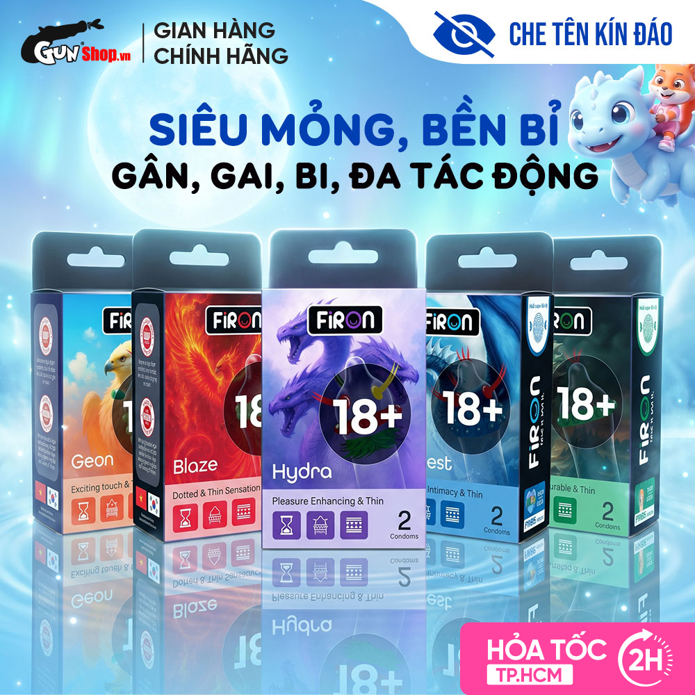 Bao Cao Su Firon Gân Gai Bi Nổi Lớn Kèm 1 Bao Firon Rush 6 Trong 1 - Hộp 2 Cái | GUNSHOP VIỆT NAM