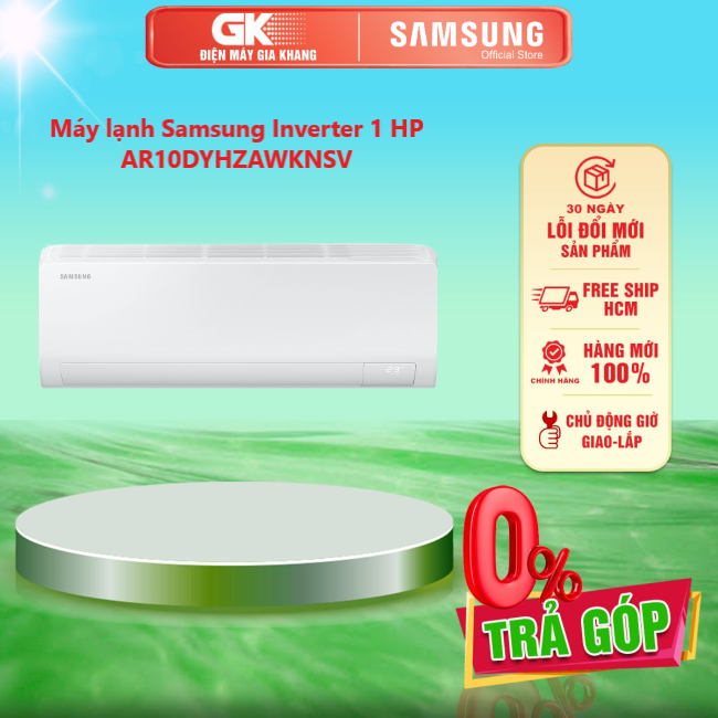 Máy lạnh Samsung Inverter 1 HP AR10DYHZAWKNSV - [HCM] [Trả Góp] - Công nghệ Digital Inverter Boost và Eco giúp tiết kiệm điện năng, máy vận hành êm ái, bền bỉ - GIAO HÀNG TOÀN QUỐC - FREESHIP HCM