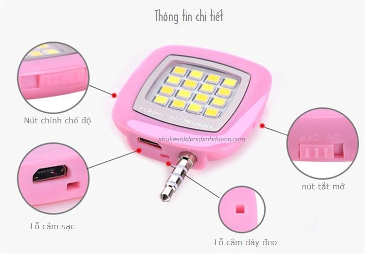 Đèn LED hỗ trợ chụp hình cho camera trước điện thoại (Hồng)