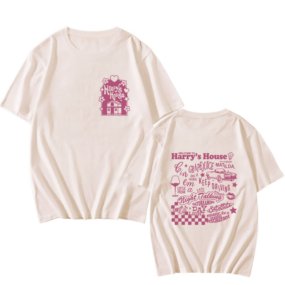 2025 Tay Ngắn Cổ Tròn 100% Cotton Mẫu Mới T Áo Thun Harrys House Love on Tour Men/women Print Shirts  Cotton T-s Thời Trang Hàn Quốc Mặc Thường Ngày