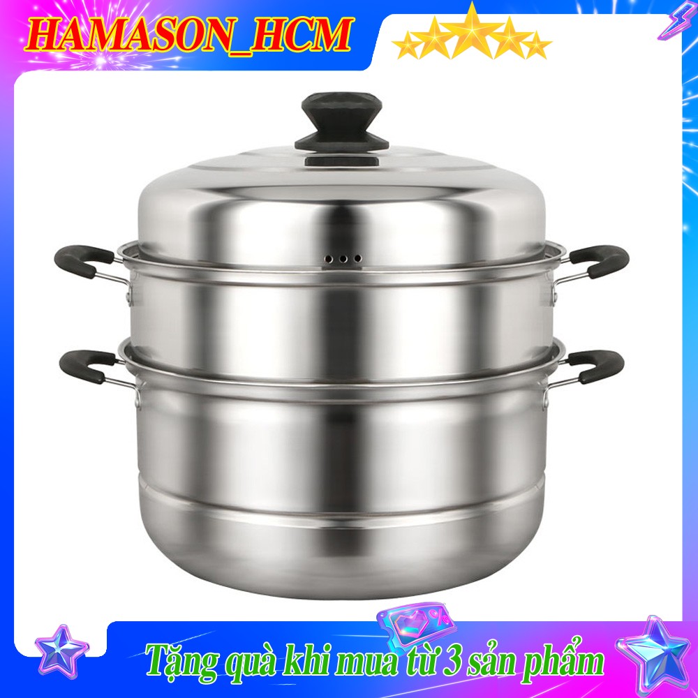 Nồi hấp inox 2 tầng-3 tầng, xửng hấp cách thủy đa năng, Nồi hấp 2 tầng, 3 tầng 28cm - dùng được bếp từ, bếp hồng ngoại