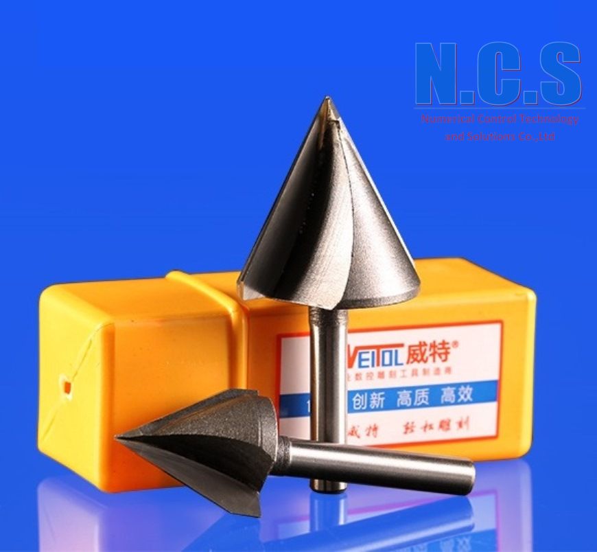 Weitol - Mũi dao phay gỗ, mica CNC - Chamfer 60,90,120,150 độ, cán 6mm