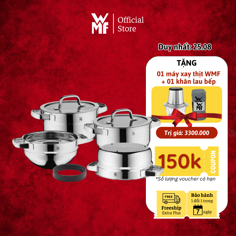 Bộ nồi wmf compact cuisine 4 món chất liệu thép cromargan không gỉ, có thể xếp chồng lên nhau - 0798046380