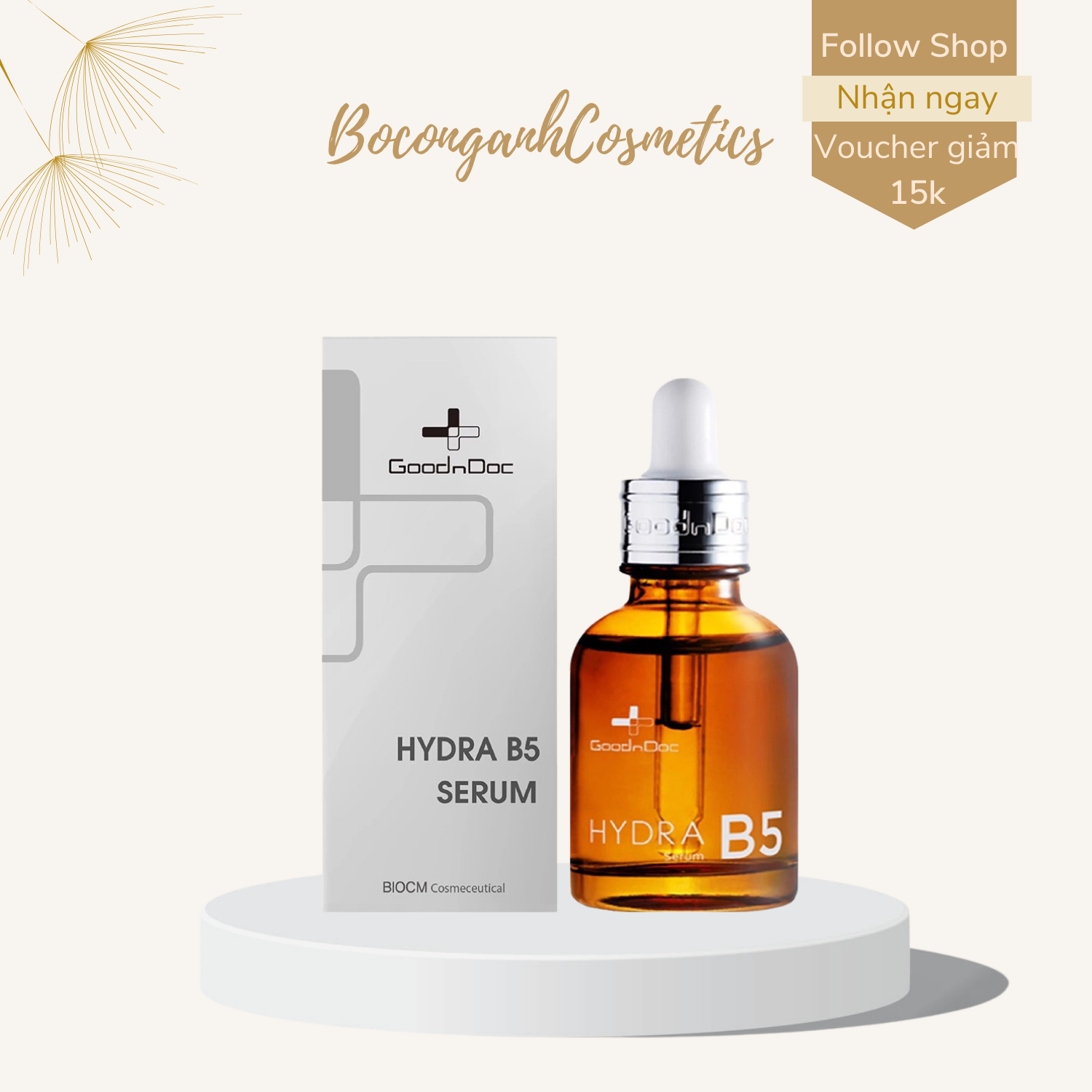 Tinh chất serum b5 goodndoc hydra dưỡng ẩm, phục hồi, làm dịu da, trắng da 30ml.