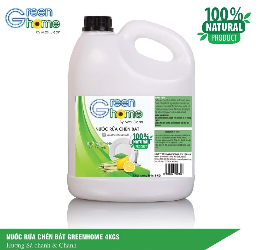 Nước rửa chén hữu cơ GreenHome - can 3.8L