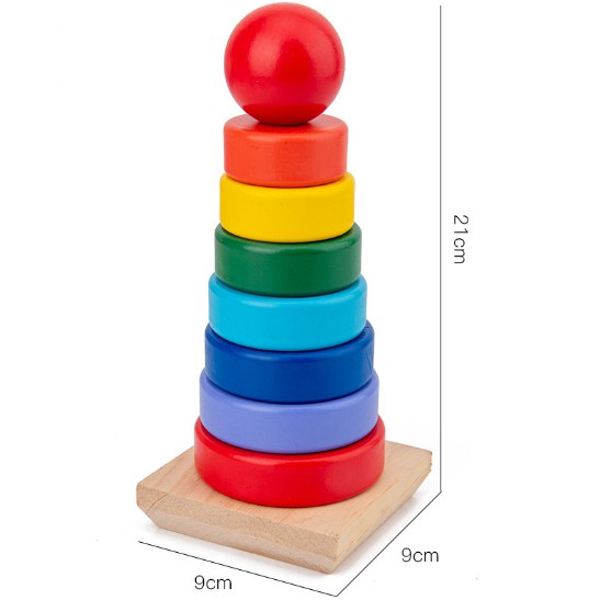 Đồ chơi tháp cầu vồng gỗ size lớn cho bé