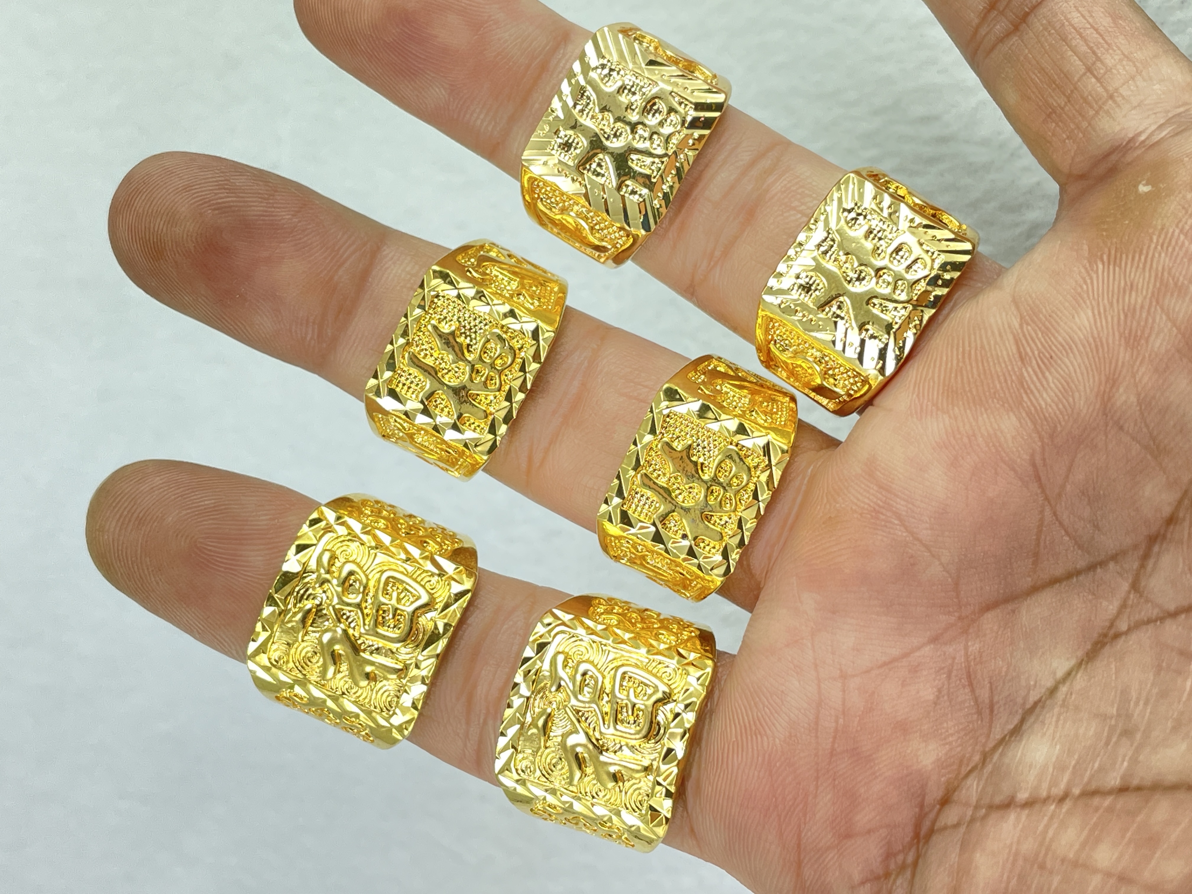 Nhẫn nam chữ phước mạ vàng 24k sáng bóng lấp lánh