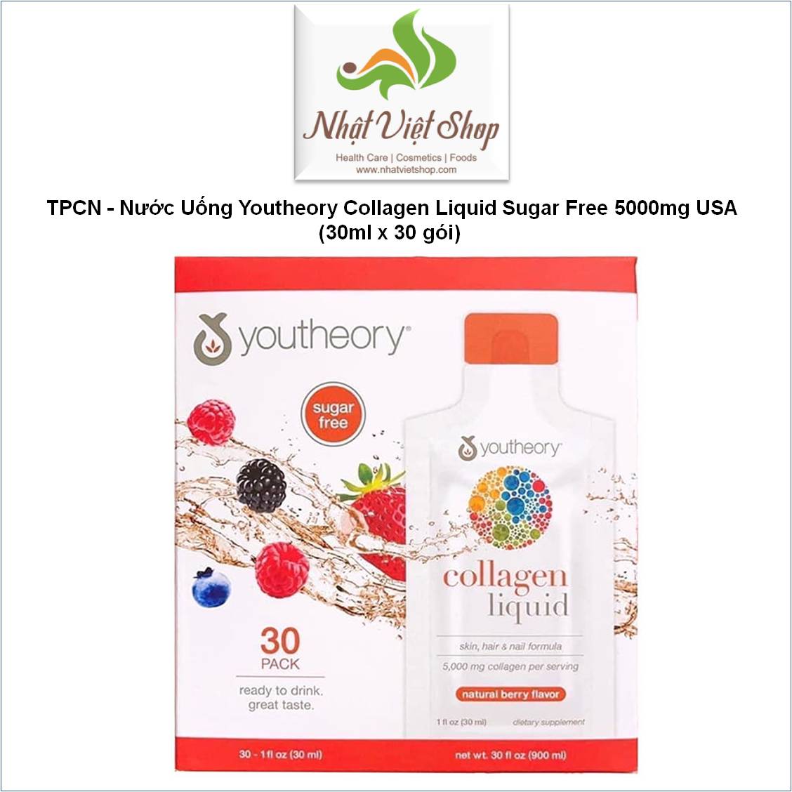 Tpcn - nước uống youtheory collagen liquid sugar free 5000mg usa