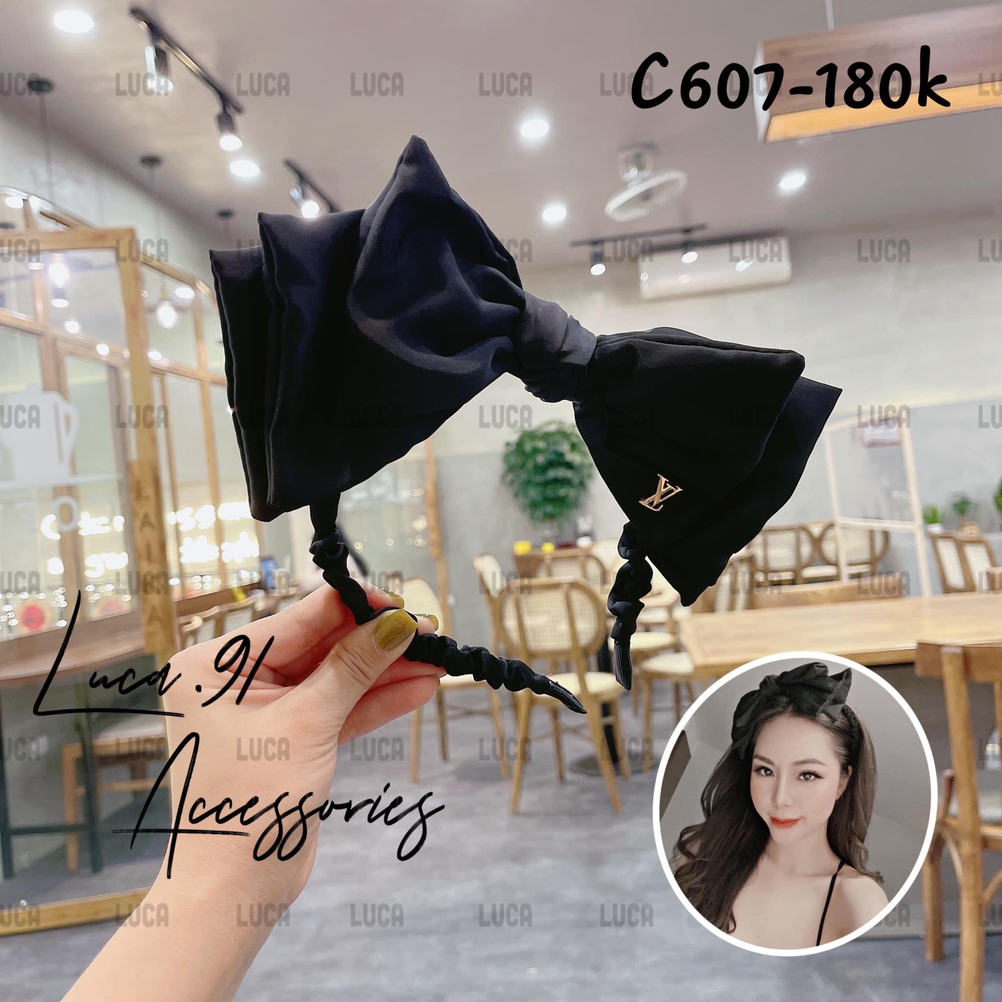 Cài tóc nơ màu nude-đen- cài tóc lv- phụ kiện tóc nữ