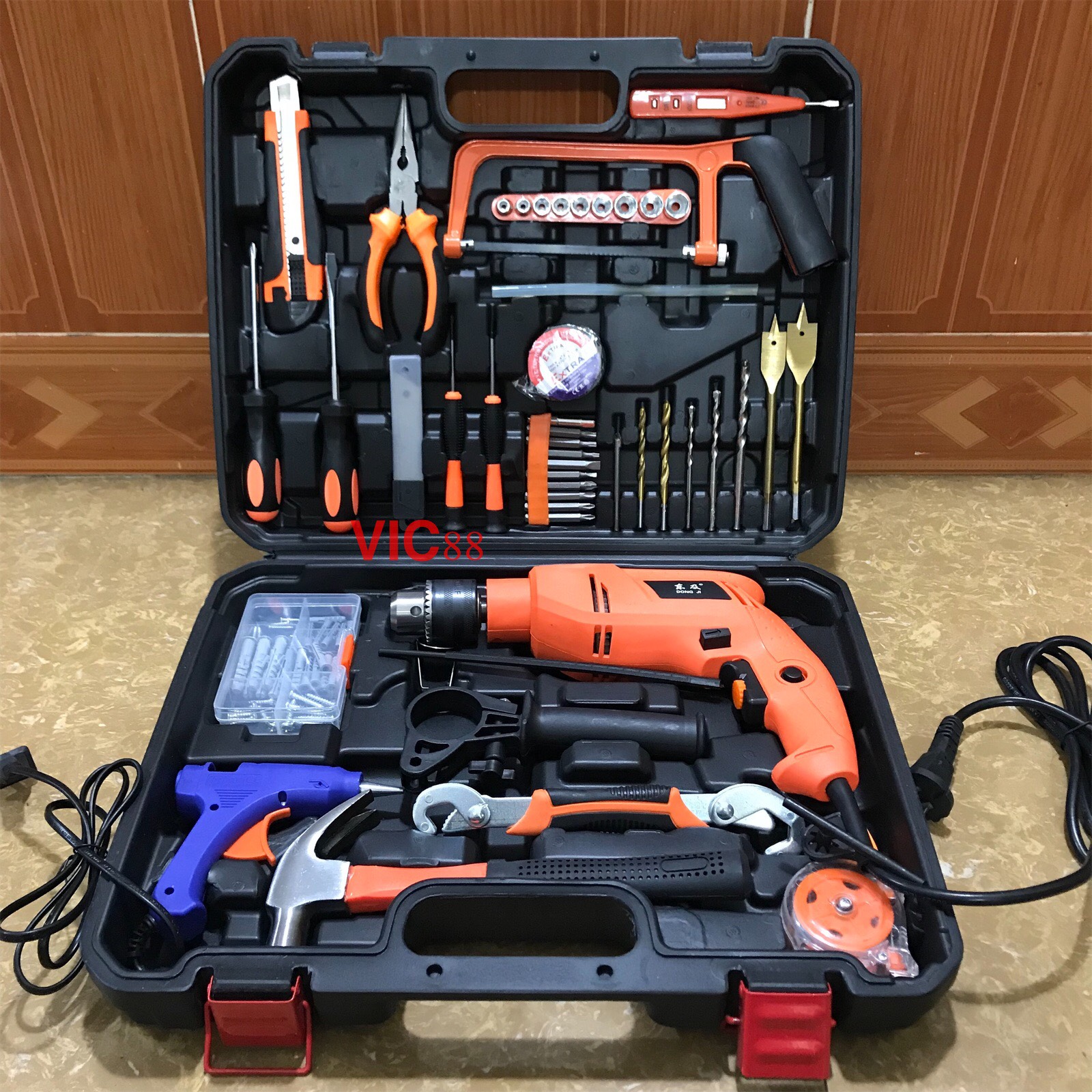 Bộ máy khoan đa năng kèm hộp dụng cụ sữa chữa đa năng full phụ kiện, máy khoan cầm tay