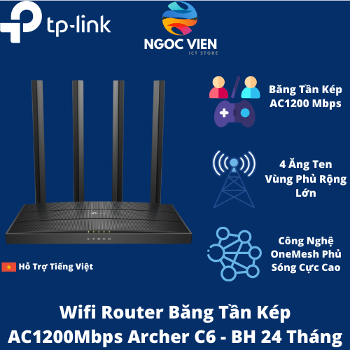 Bộ Phát Wifi TP-Link Archer C6 Chuẩn AC 1200Mbps - Ngoc Vien Store