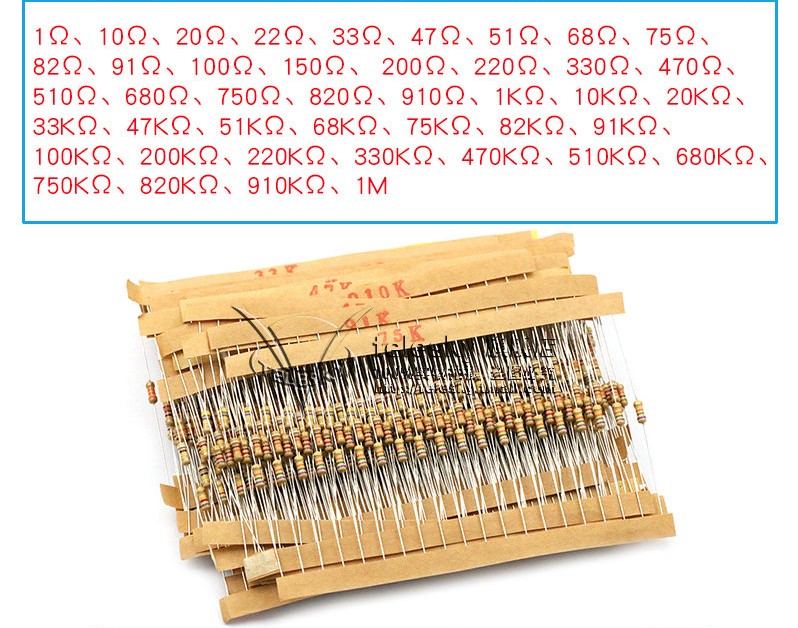 Túi 43 loại điện trở 0.25w- mỗi loại gồm 20 con