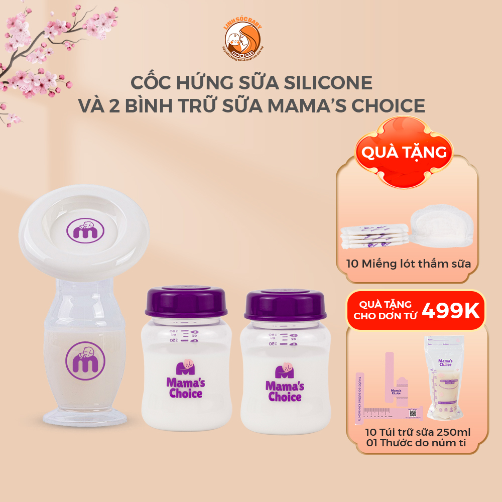 Cốc hứng sữa Slicone và 02 bình trữ sữa Mama's Choice