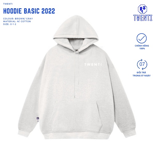 Áo hoodie twenti nỉ in basic