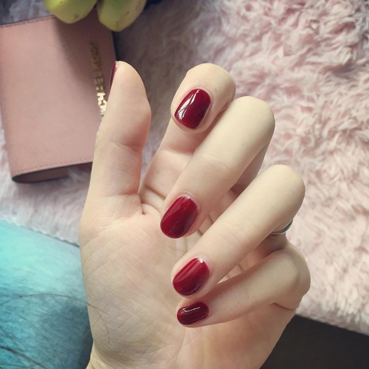 Bộ 24 móng tay giả màu đỏ tía