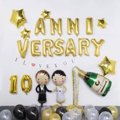 Bộ bóng Happy Anniversary trang trí kỉ niệm ngày cưới , kỷ niệm ngày yêu nhau siêu lãng mạn