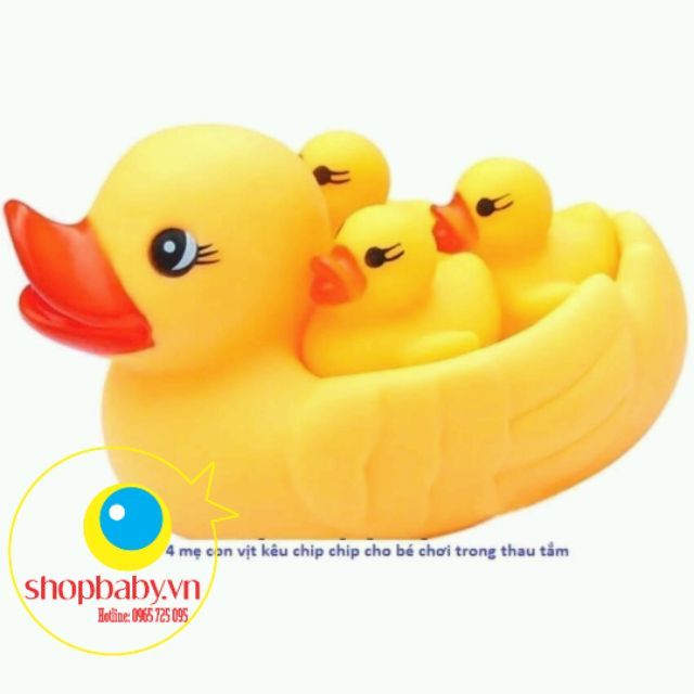 Bộ 4 vịt mẹ con thả chậu tắm phát âm thanh - Đàn vịt thả bồn tắm - Đàn vịt mẹ con đáng yêu