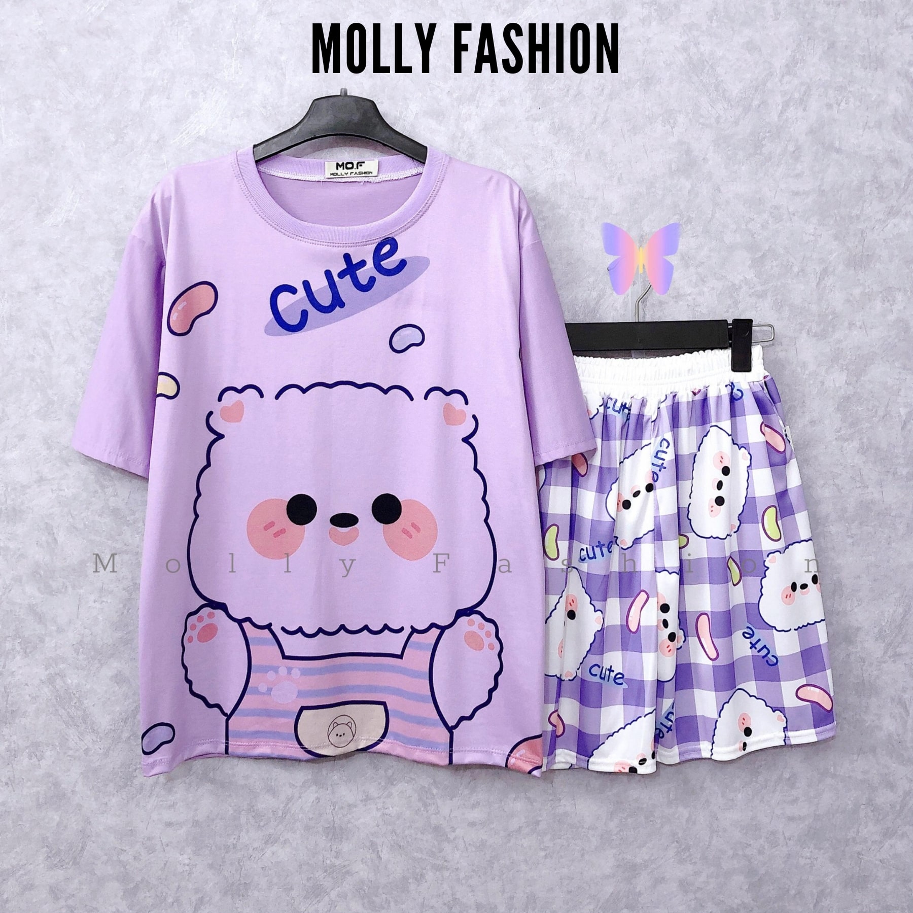 Set đồ bộ hoạt hình ❤️ bộ mặc nhà cartoon gấu bông cute form rộng freesize molly fashion