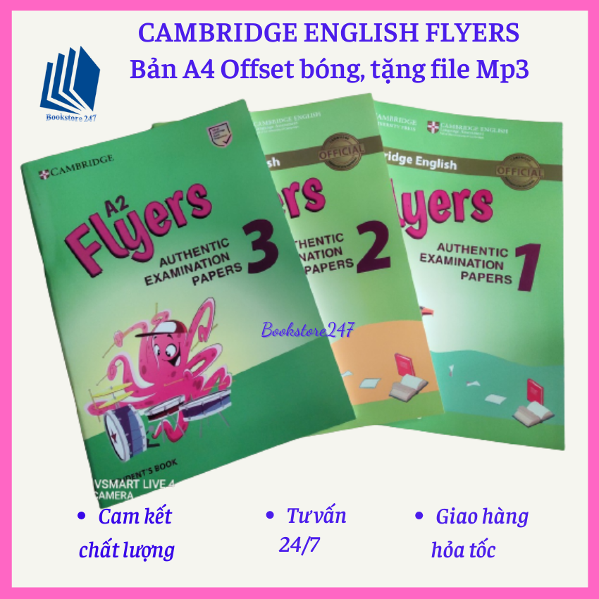 Cambrigde English Flyers - Cambrigde Flyers bộ 3q A4, tặng file mp3
