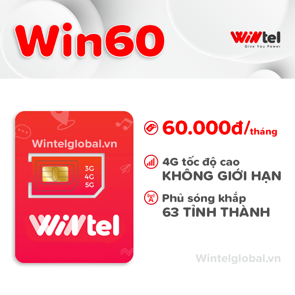 Sim Wintel WIN60 - Sim data tốc độ cao không giới hạn