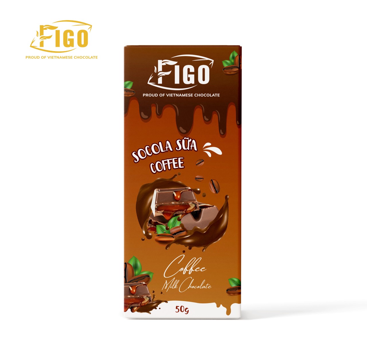 SIÊU NGON Kẹo socola sữa bánh xốp nhân cà phê 50g FIGO