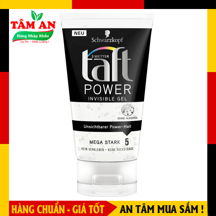 Gel vuốt tóc Taft Power Invisible Gel 5, gel vuốt tóc nam tạo kiểu, keo vuốt tóc nam giữ nếp tóc, 150ml