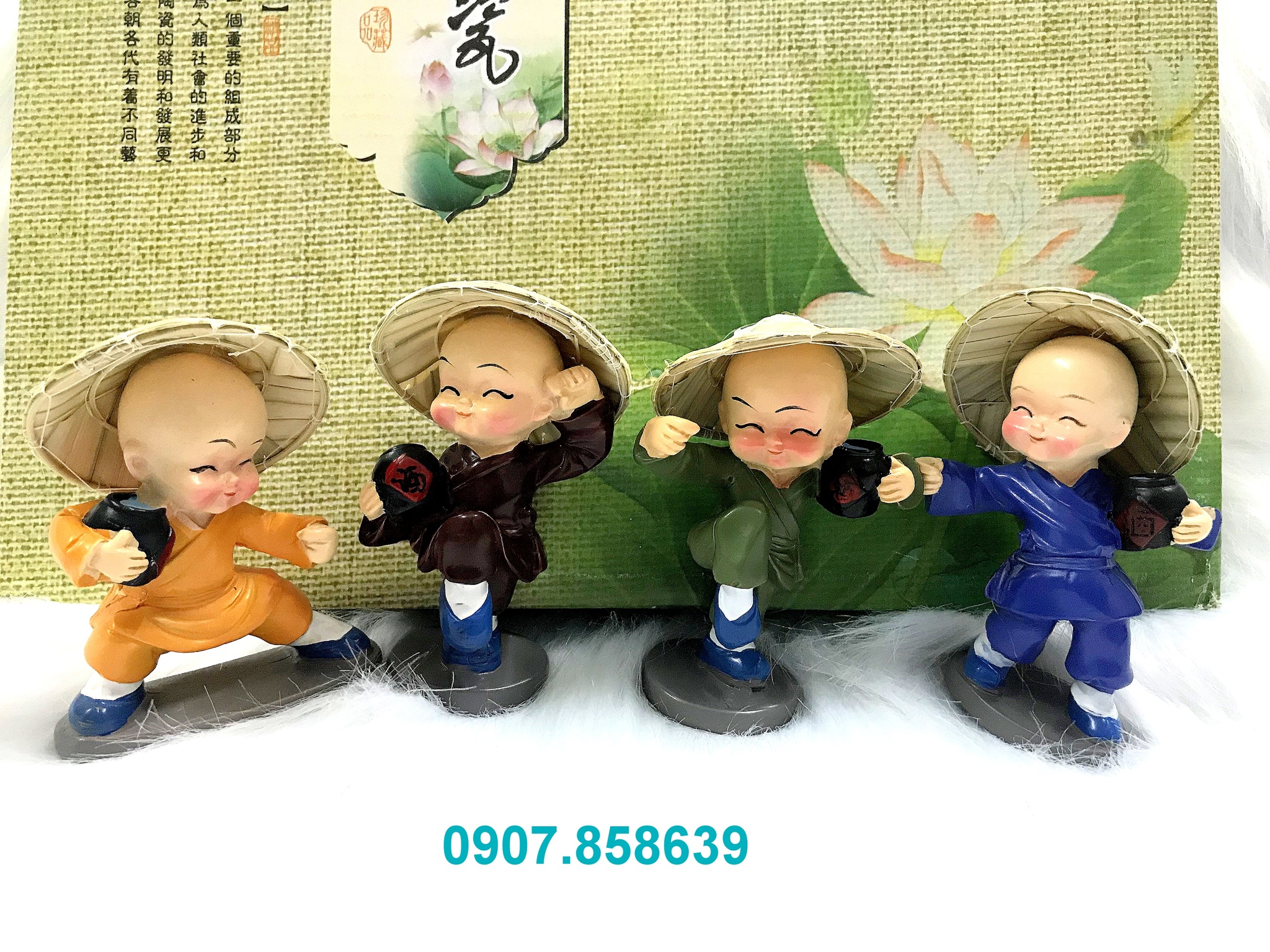 [HCM]Bộ 4 chú tiểu múa võ cầm bình đội nón lá