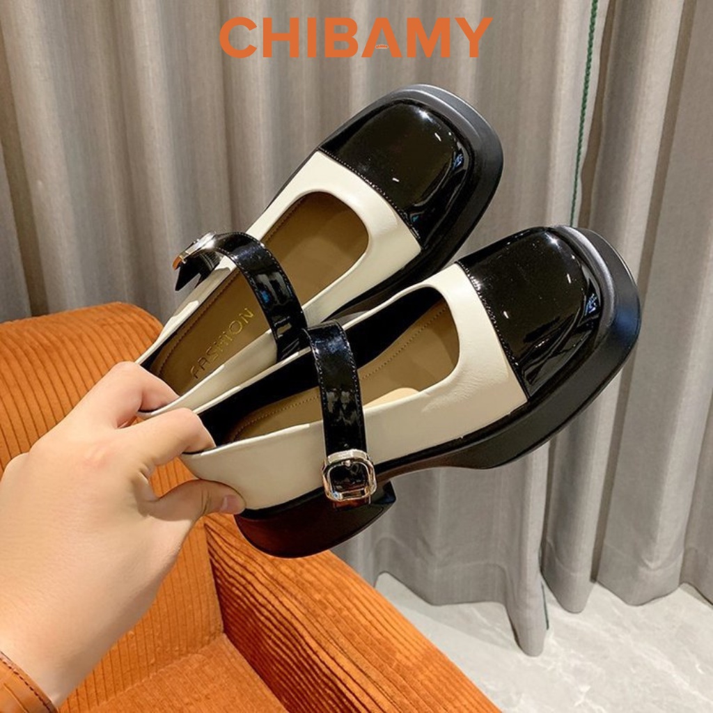 Giày đốc nữ 2 màu chibamy đế pu siêu nhẹ cao 5cm, giày mary jane phong cách anh quốc
