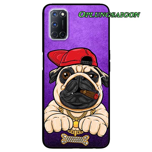 [HCM]Ốp Cường Lực Dẻo Đen Dành Cho Oppo A52 - A72 - A92 Mẫu Pulldog Hiphop Nền Tím