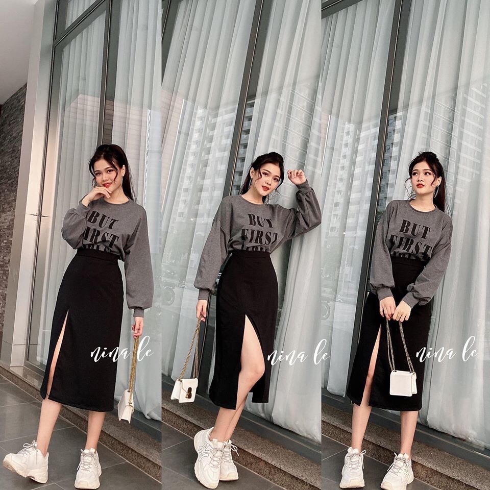 CHÂN VÁY NỮ XẺ ĐÙI VẢI THUN GÂN- CHÂN VÁY XỊN XÒ GIÁ PHẢI CHĂNG