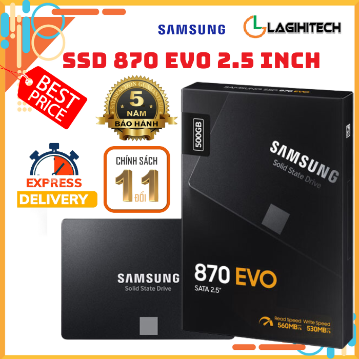 Ổ Cứng gắn trong SSD Samsung 870 EVO 250GB / 500GB / 1TB / 2TB 2.5 inch sata III Bảo hành 5 năm Samsung