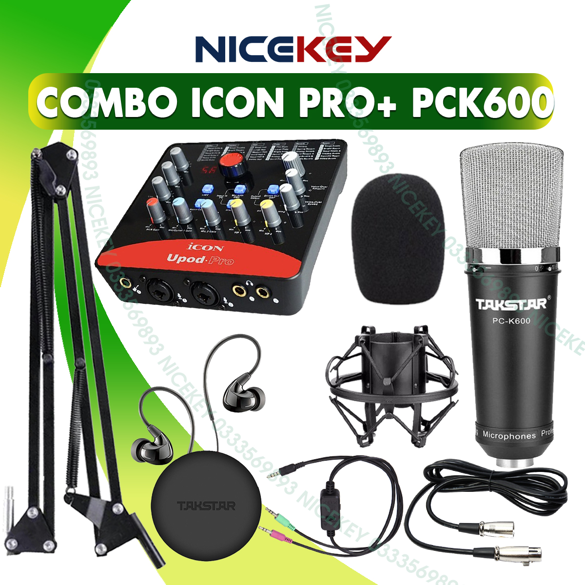 Combo livestream thu âm takstar mic pc-k600, soundcard icon upod pro, tai nghe ts2260