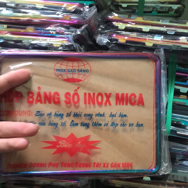 Bảng số titan xe gắn máy tặng mica