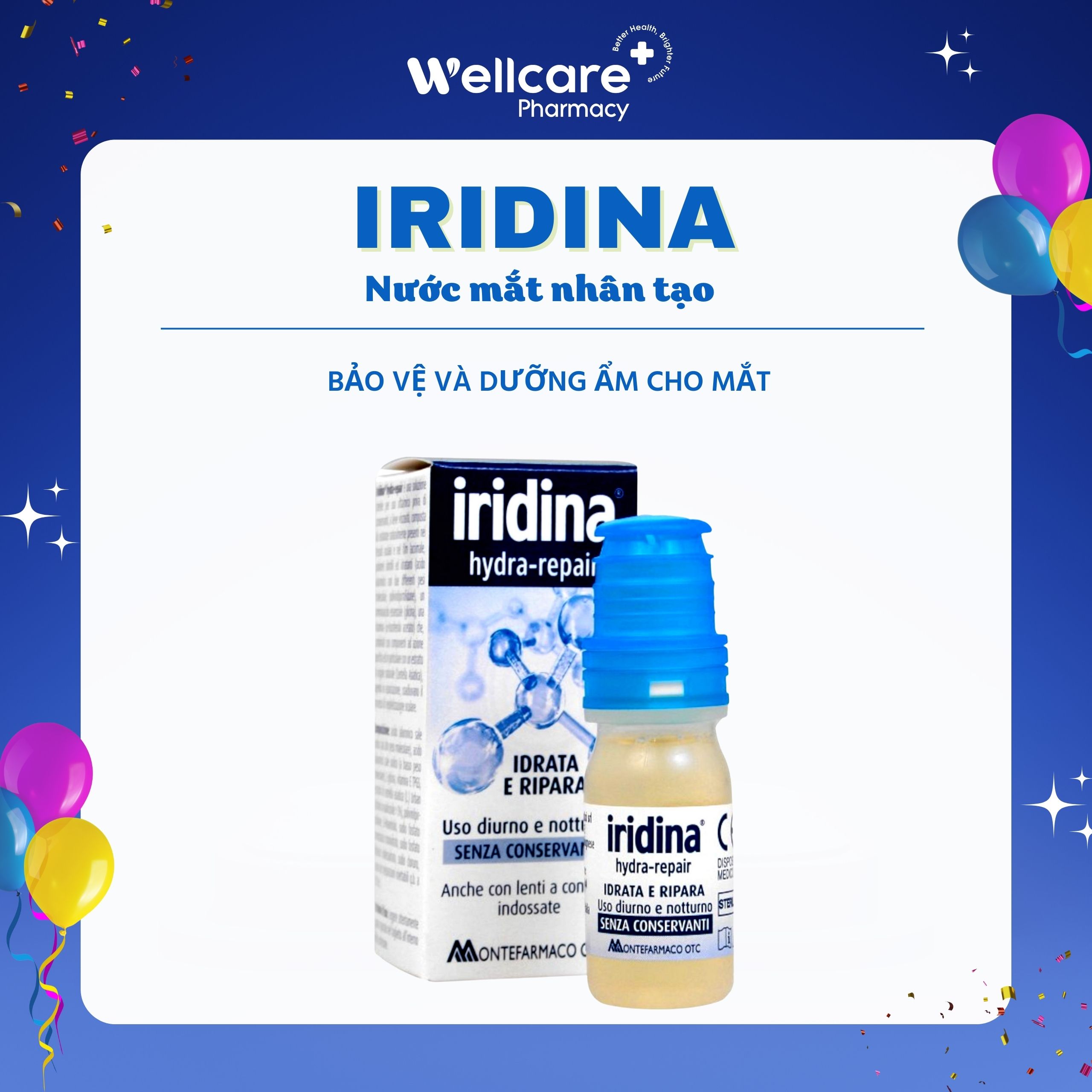 Iridina nước mắt nhân tạo – lọ 10ml bảo vệ và dưỡng ẩm cho mắt