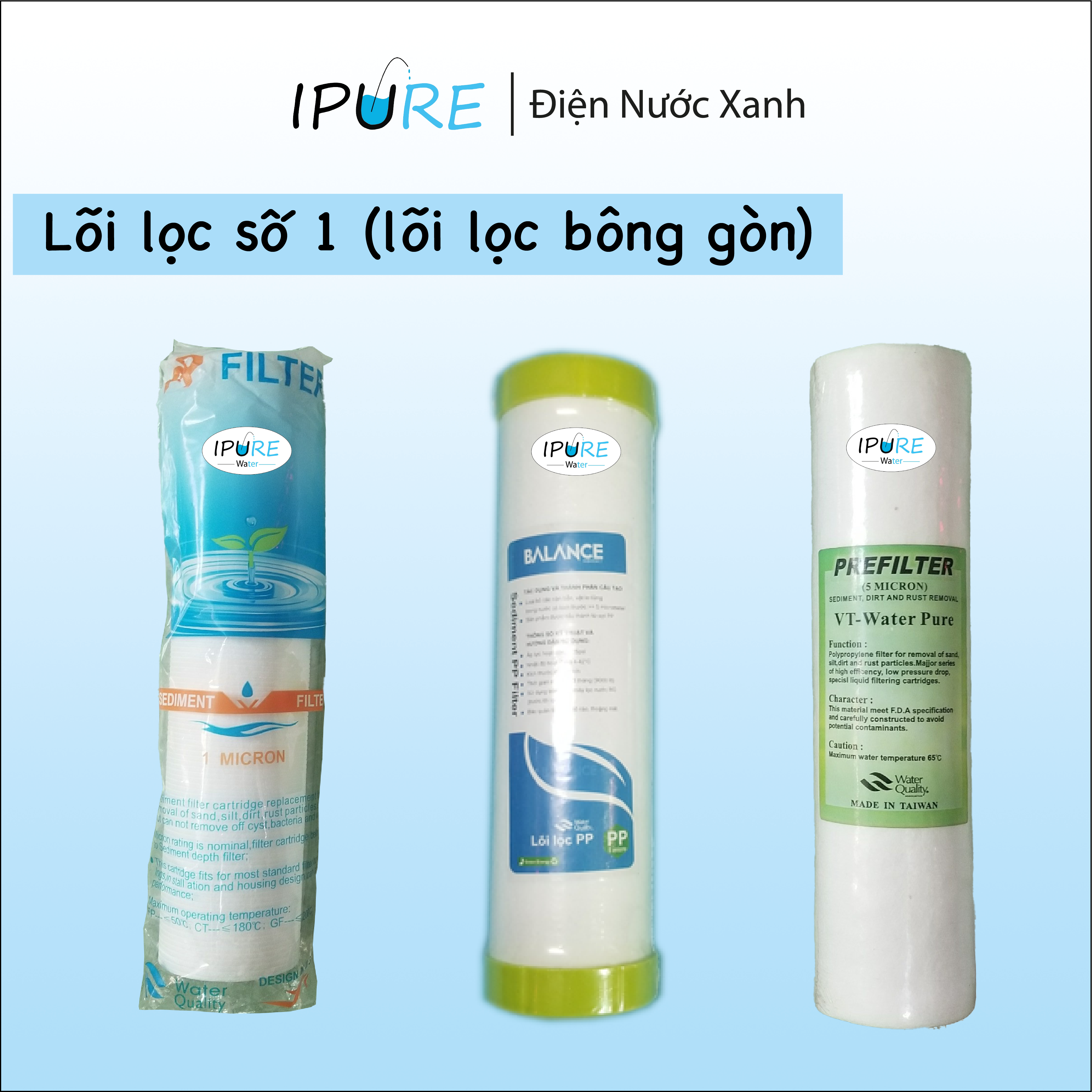 Combo 3-5 lõi lọc bông gòn lõi thô dnx ipure các loại combo lõi lọc số 1