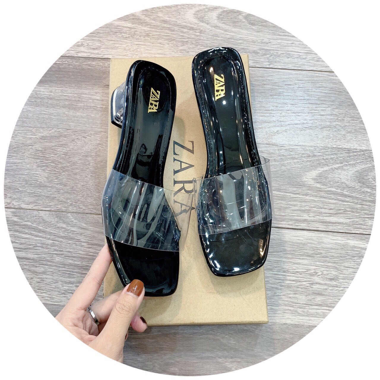 Dép nữ, dép lê quai trong gót mika trong suốt 3 phân  bọc viền cực chất mã T96