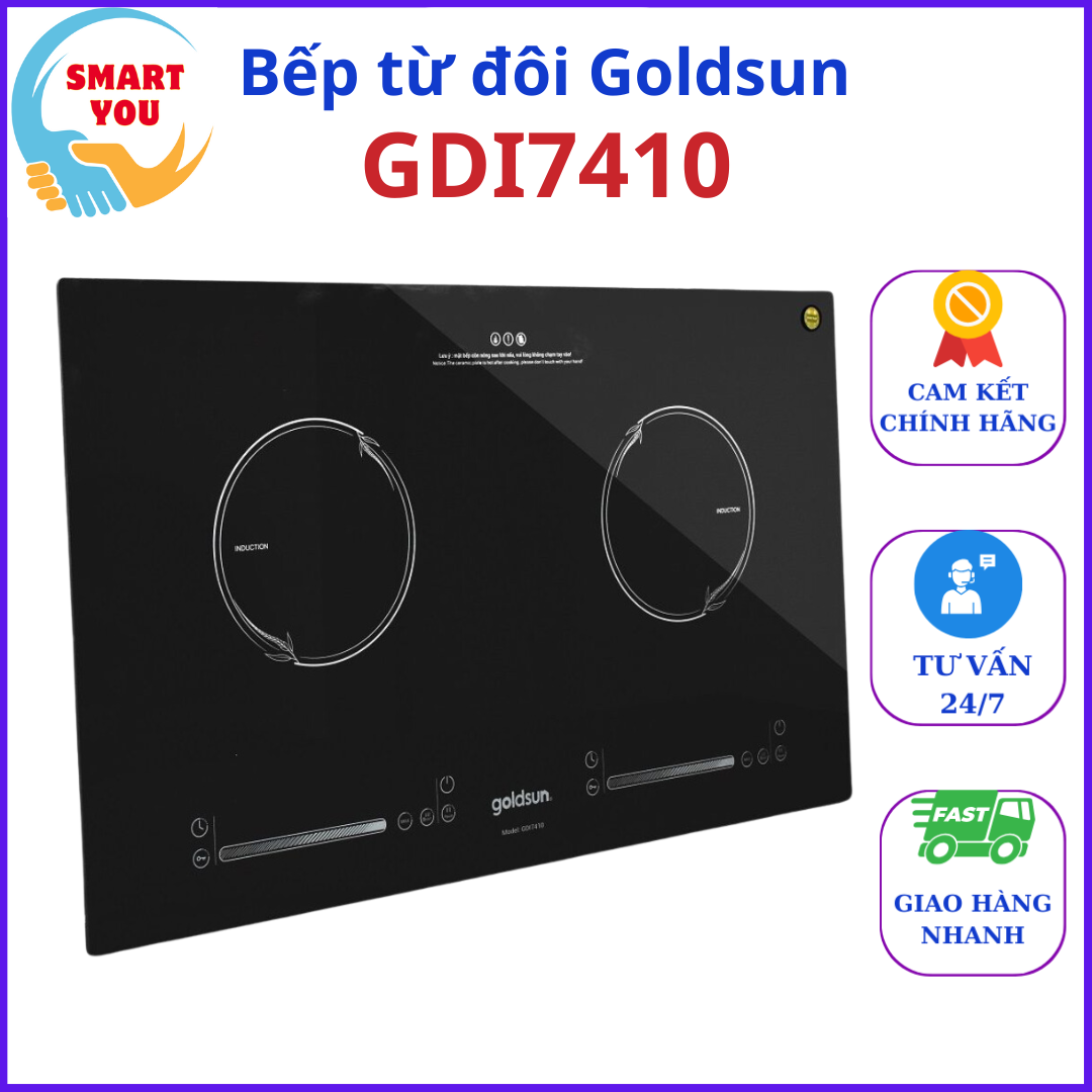 Bếp từ đôi Goldsun GDI7410 - Công suất tổng 4000W, Bảo hành 24 tháng