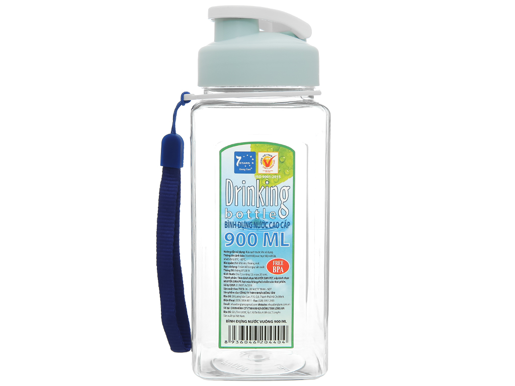 Bình đựng nước cao cấp nhựa vuông 900ml Đồng Tâm (giao màu ngẫu nhiên)