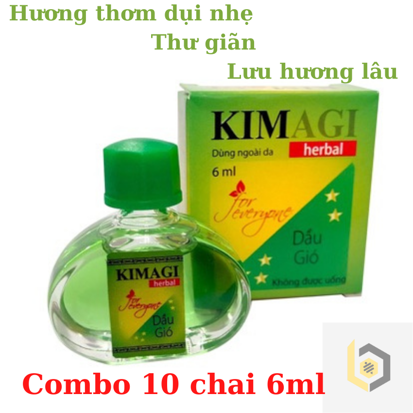 [COMBO 10 CHAI] Dầu Gió Kim AGI, Hương thơm thư giãn, nóng.10 Chai 6ml.