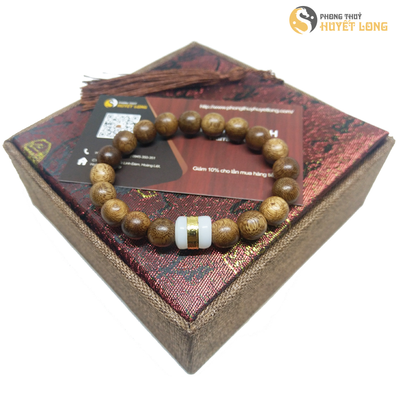 Vòng Tay TRẦM HƯƠNG Mix Lu Thống Bạch Ngọc, Vòng Tay Phong Thủy, Chuỗi Hạt Trầm Hương Tự Nhiên, Vòng Tay Nam, Vòng Tay Nữ, Tặng Hộp Gỗ, Thẻ Bảo Hành, Dây Xâu Vòng