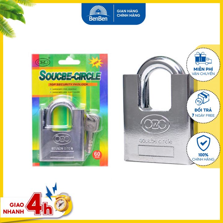 Khoá chống cắt toàn diện size đại 60F - khóa chống đập chìa khóa được thiết kế đặc biệt không thể rút ra được khi khóa đang ở trạng thái mở - Ben Ben