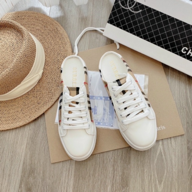 Giày sục thể thao nữ mẫu mới đế độn viền kẻ thoáng khí, Giày dễ xỏ phù hợp với mọi lứa tuổi