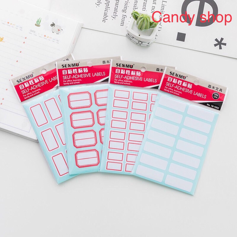 Bộ 12 tờ sticker name kẻ ô