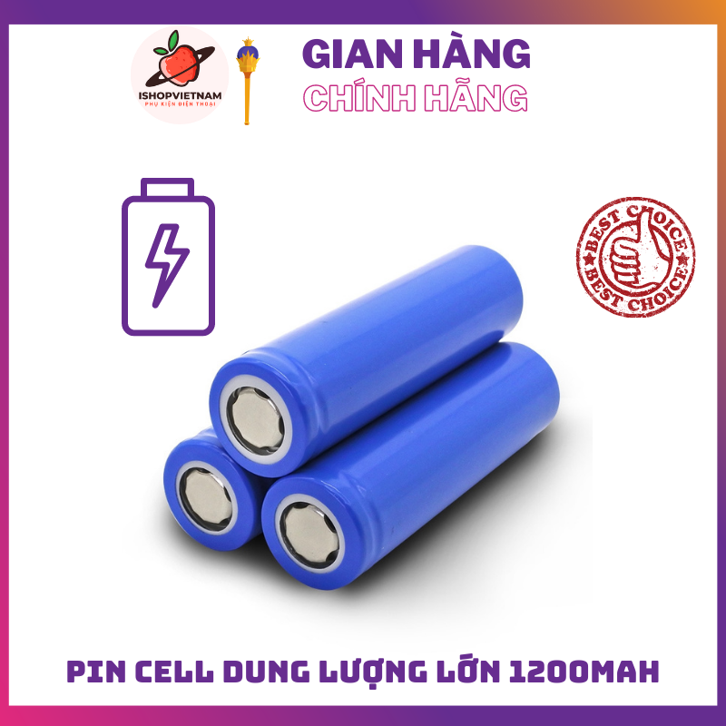 Cell pin 18650 1200mah siêu bền dung lượng chuẩn dùng cho quạt mini đèn pin tông đơ cắt tóc, chế tạo pin dự phòng