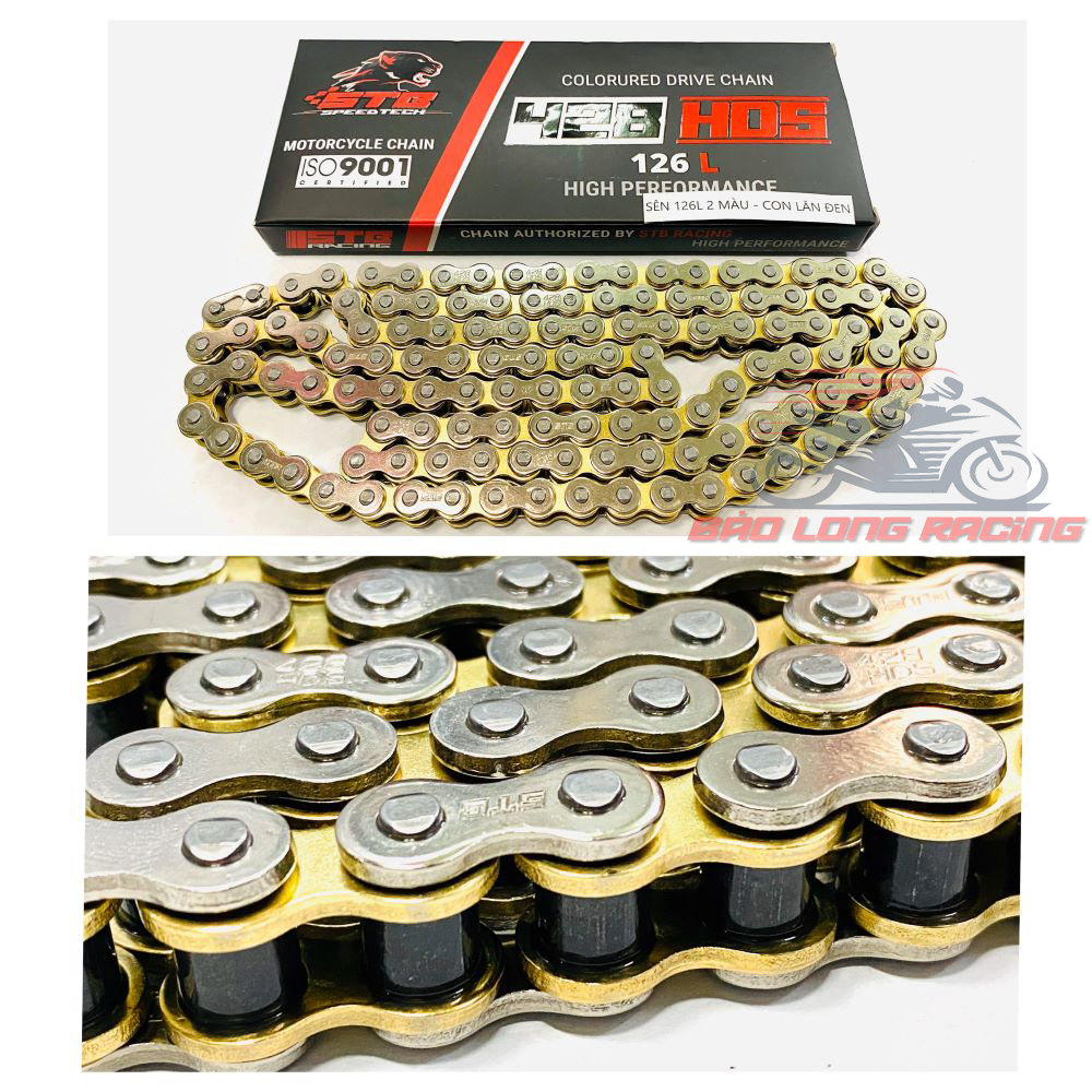 Sên STB 9ly 126L HDS Trắng Vàng con Lăn ĐEN gắn xe máy WINNER,EXCITER,Sonic ,wave,sirius