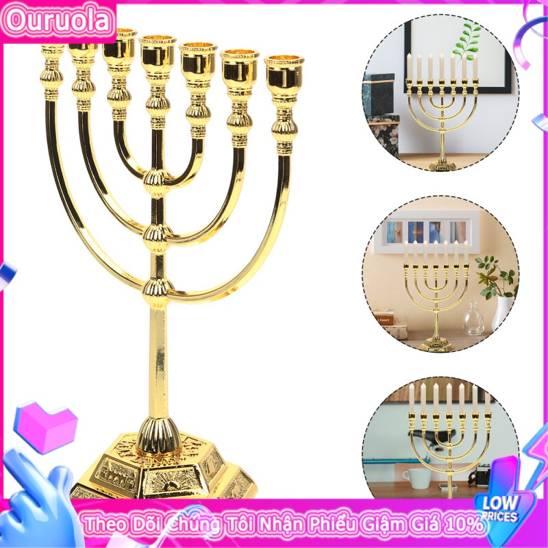 Israel menorah đền 7-chi nhánh chân đế nến bạch lạp có nhiều ngọn retro chân nến