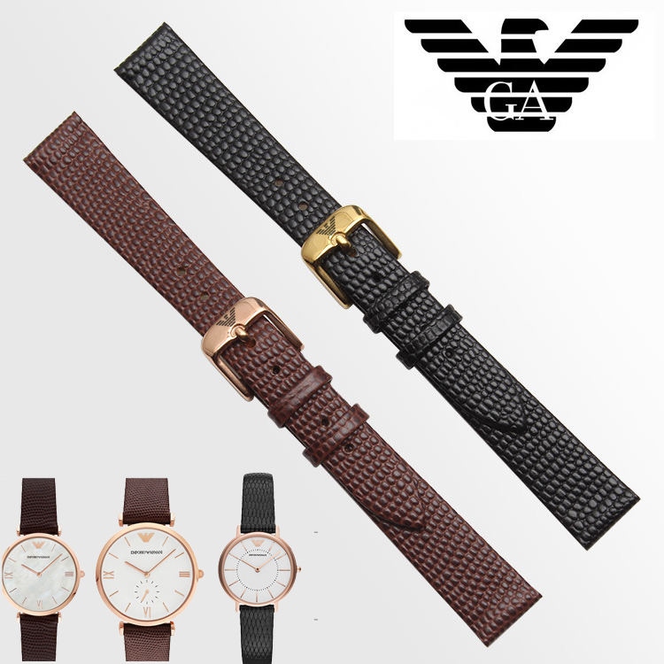 Armani Armani Watch Strap For Men And Women Genuine Leather Couple Watch Cowhide Lizard Pattern Snake Pattern Baby's Breath Watch Strap 【OCT】