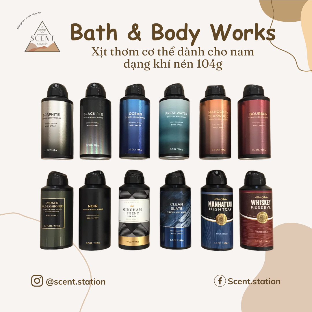 [Scent Station] Xịt thơm toàn thân Nam Body Spray Bath & Body Works 104g